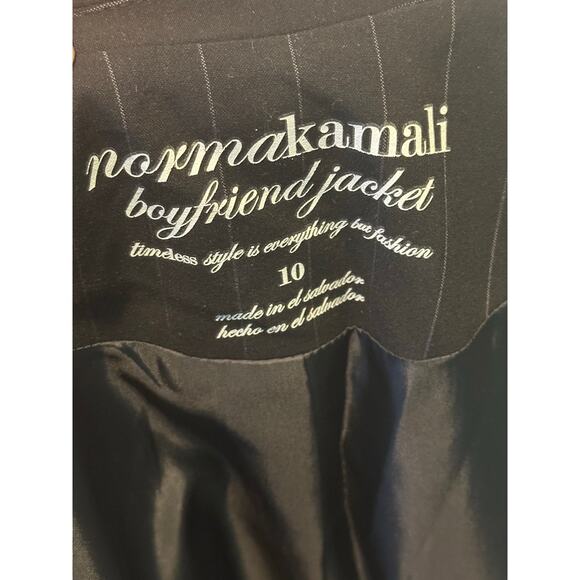 Norma Kamali black pin striped boyfriend jacket blazer size 10 - Picture 3 of 10